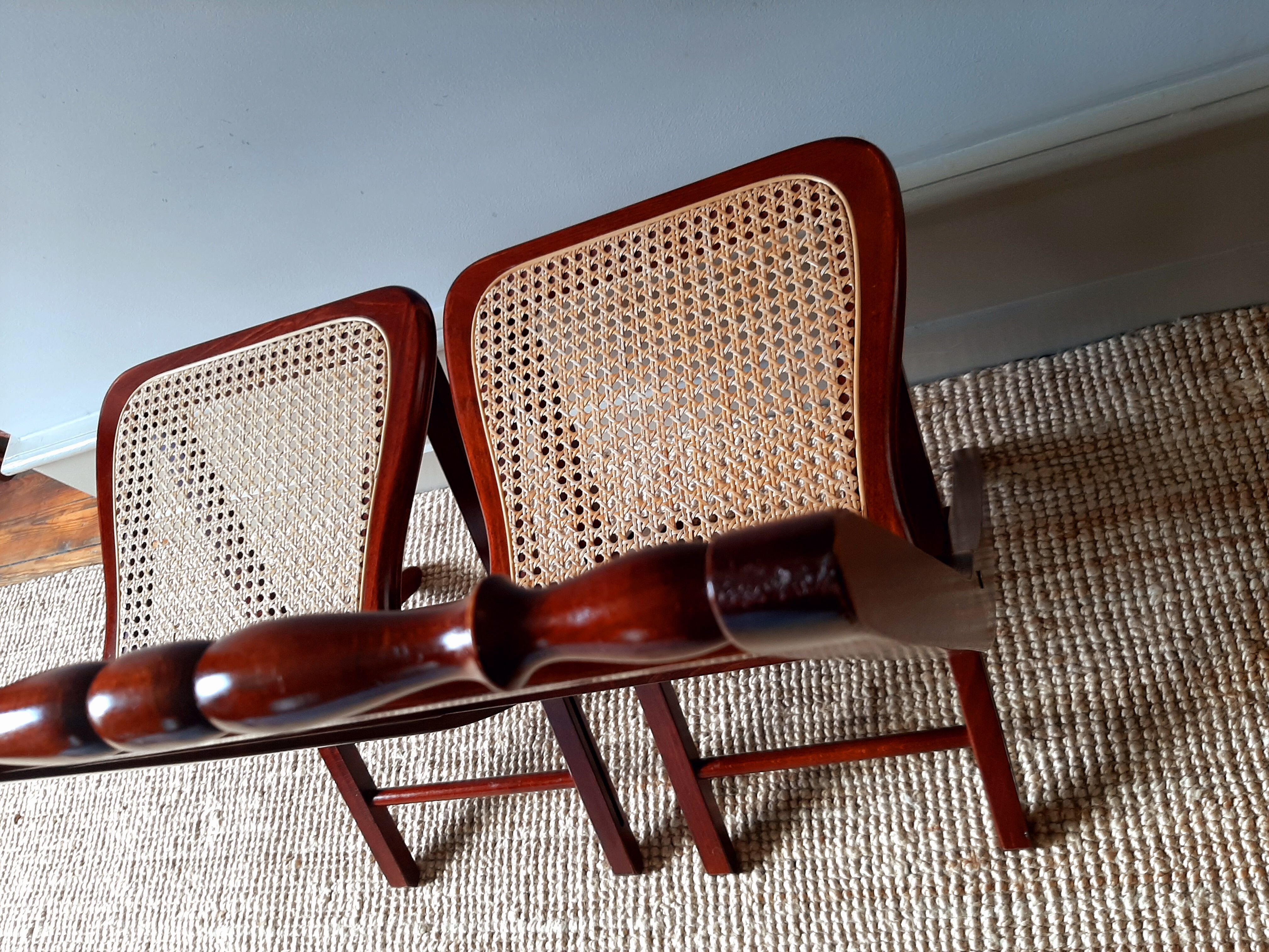 Folding wooden chairs and cannage