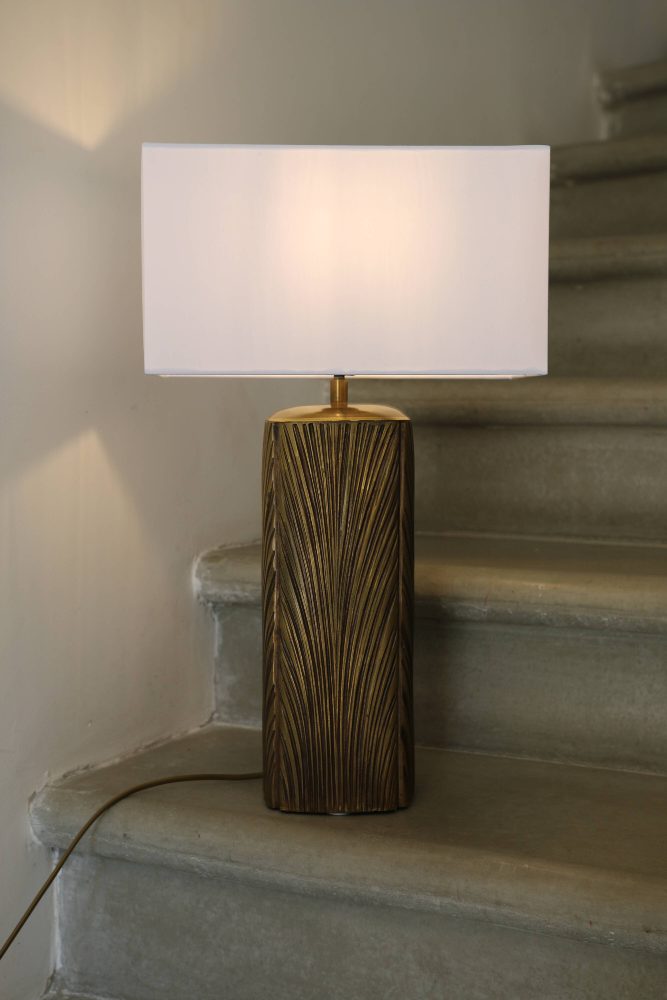 Brass and bronze lamp, Luciano Frigerio, Italy, 1970s