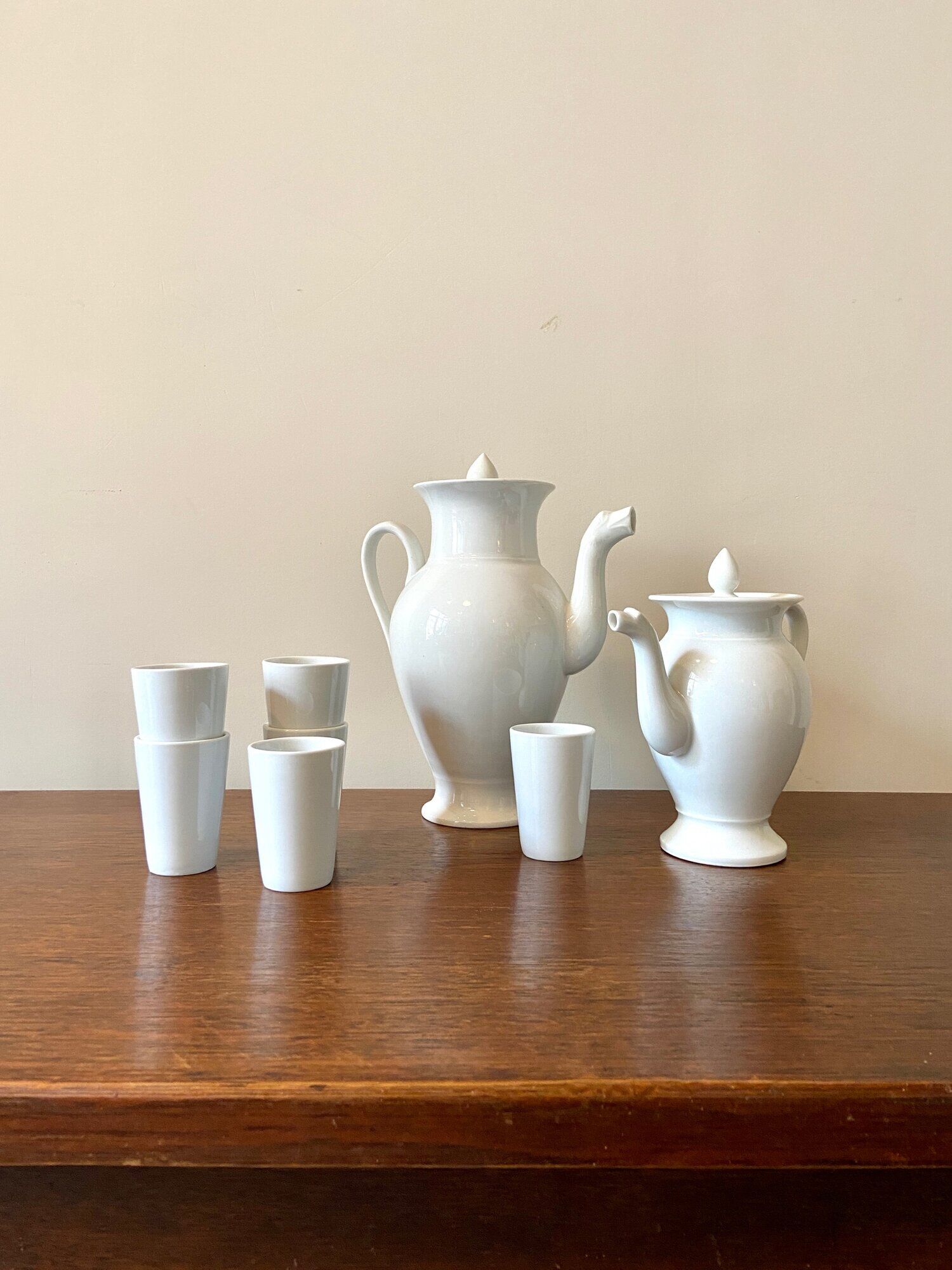 White porcelain coffee and tea set