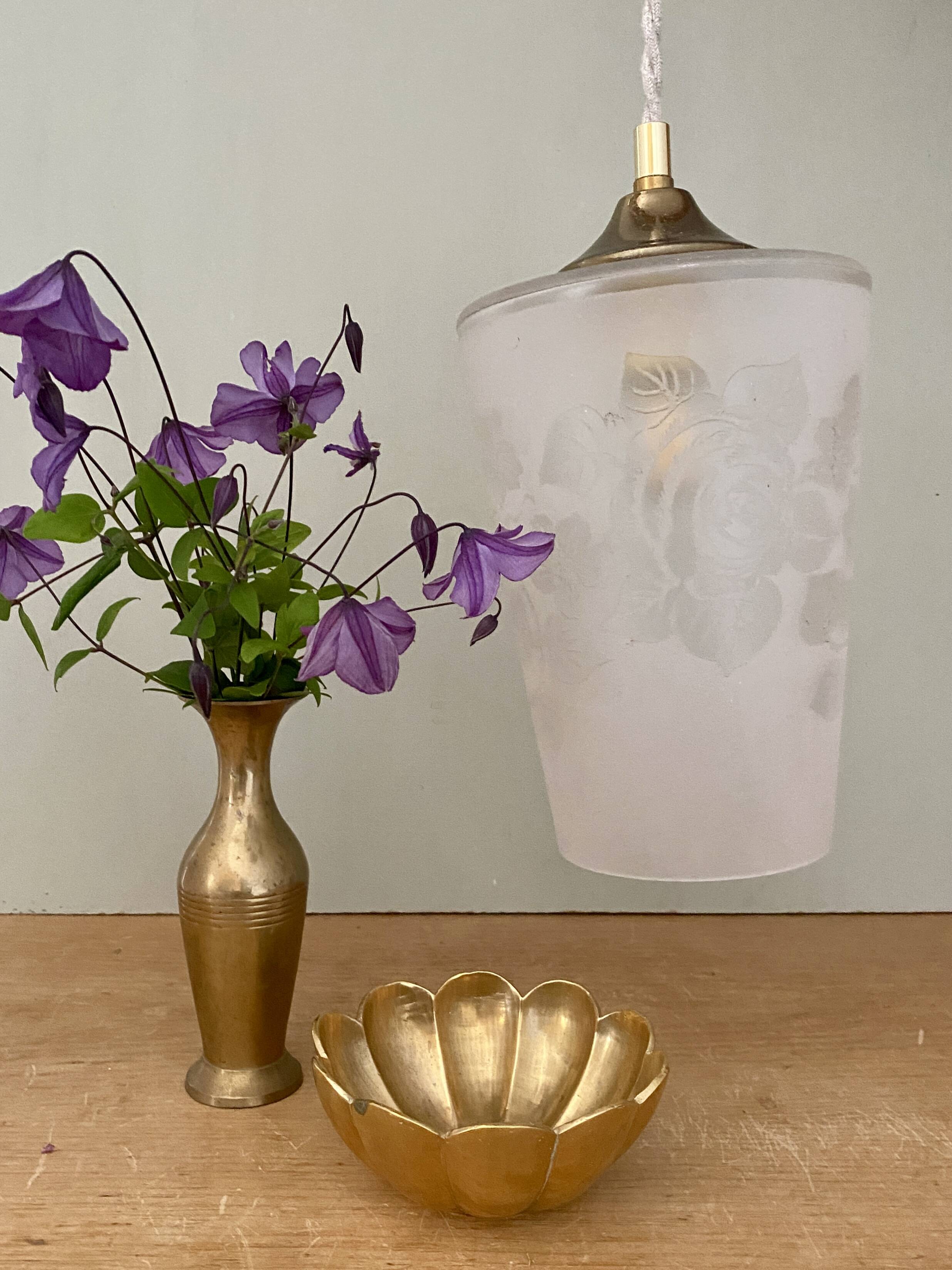 Vintage frosted glass globe pendant light