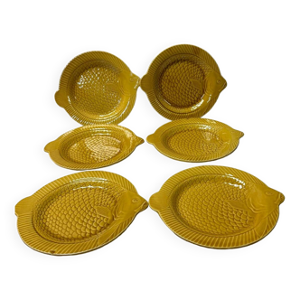 Set of 6 Sarreguemines fish plates