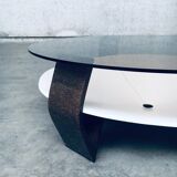 Mid-Century Modern Dutch Wenge & Smoke Glass Coffee Table, Netherlands, 1960s