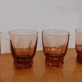 Set of 4 water glasses from the 30s smoked pink
