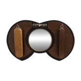 Miroir Art Déco de l'École d'Amsterdam, ensemble en chêne et laiton des années 1920