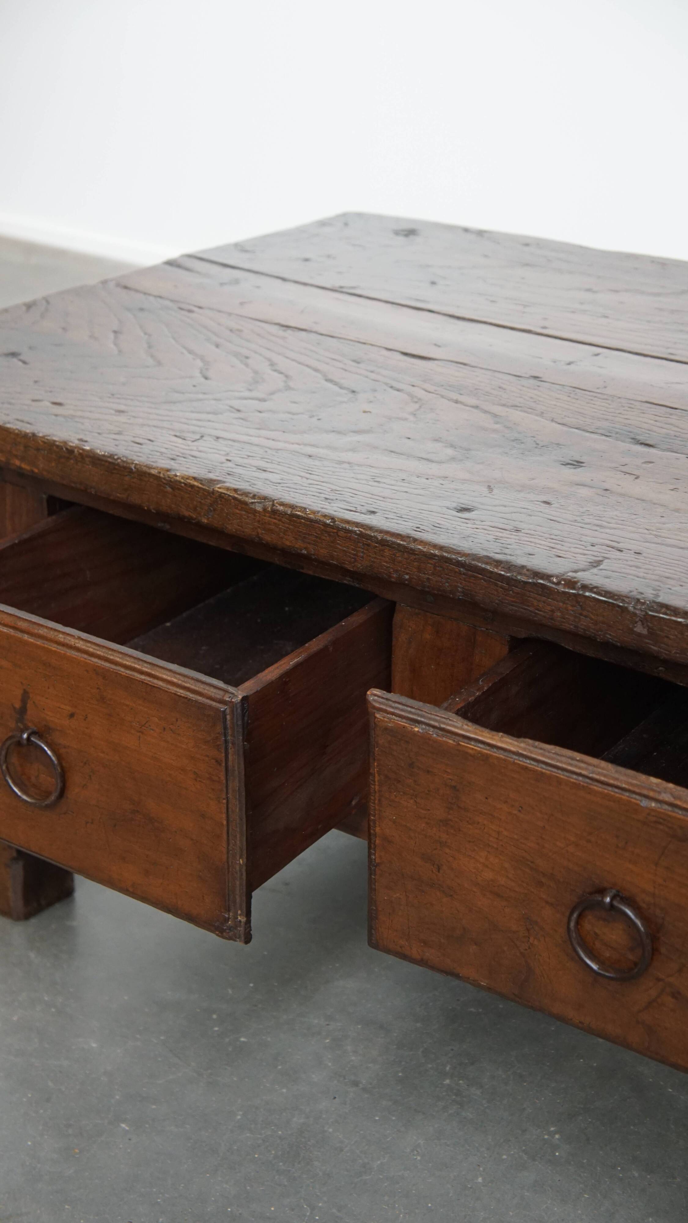Antique South European 18th-Century Coffee Table with Three Drawers