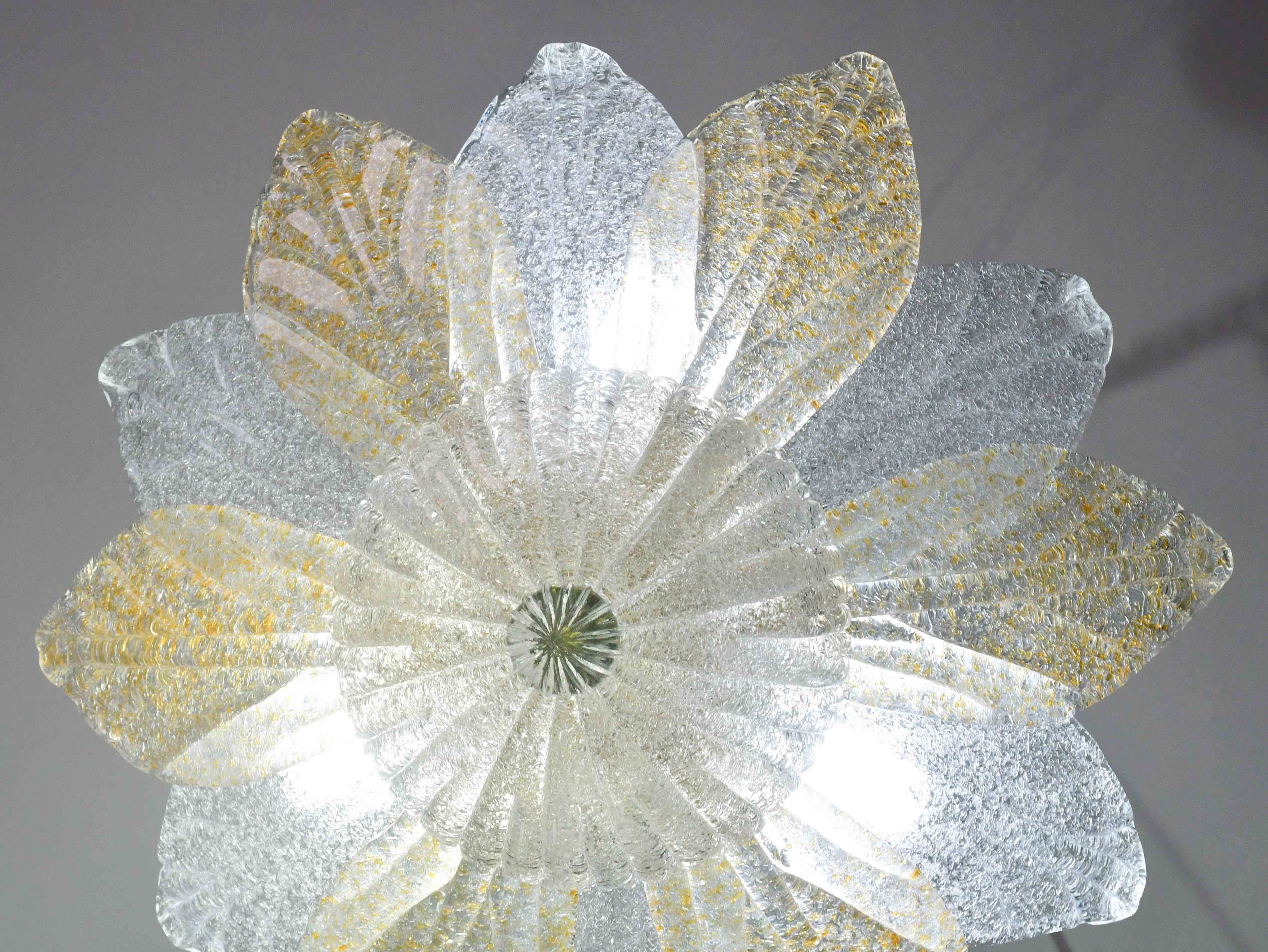 Petite vintage Italian Murano glass amber and transparent ceiling light