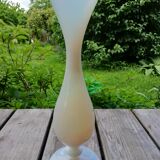 Trio of white opaline vases