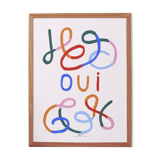 Affiche imprimée en qualité giclée avec illustration abstrait et le mot OUI