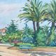 Original watercolor by tony minartz (1870-1944) spring walk in a park on the côte d'azur