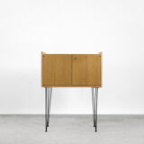 Vintage Mid-Century Modern Scandinavian Teak Wood Cabinet with Metal Hairpin Legs, 1960s