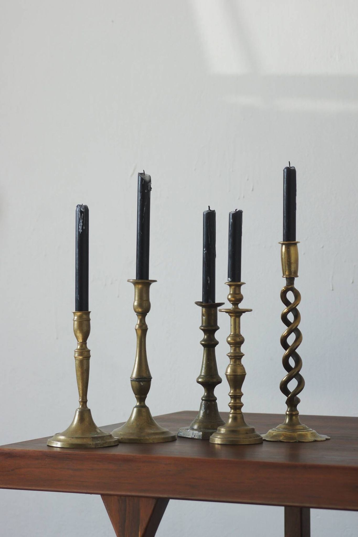Vintage Brass Candlesticks, 1960s, Set of 5