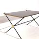 Table basse vintage de 1960 - Francais - metal tubulaire et opaline / verre noir