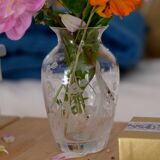 Arque crystal vase engraved flowers France