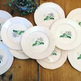 10 flat plates in Earthenware Digoin Bayeux Model, mountain chalet / naïve