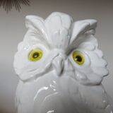 Owl lamp, ceramic owl and opaline ball 70s