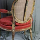 Louis XVI style cabriolet medallion armchair