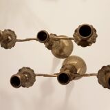 Old brass candlesticks 3 arms set of 2