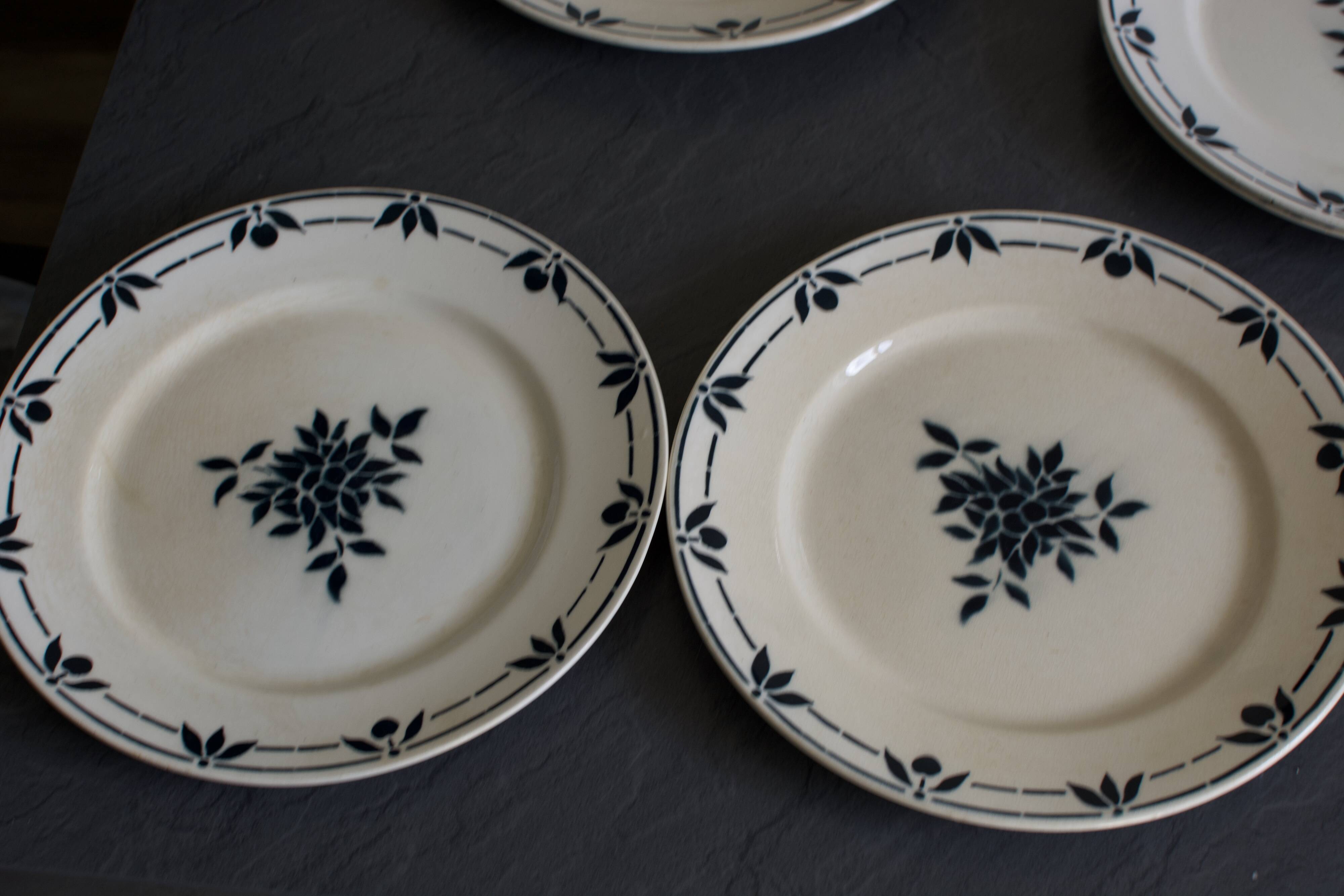 Old plates Badonviller blue flowers