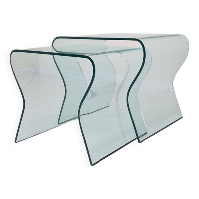 Tango'' Glass Nesting Table Set by Fabio Di Bartolomei for Fiam Italia