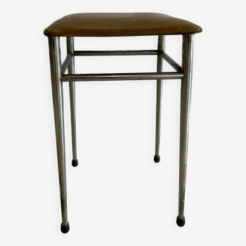 Tabouret vintage en skaï marron