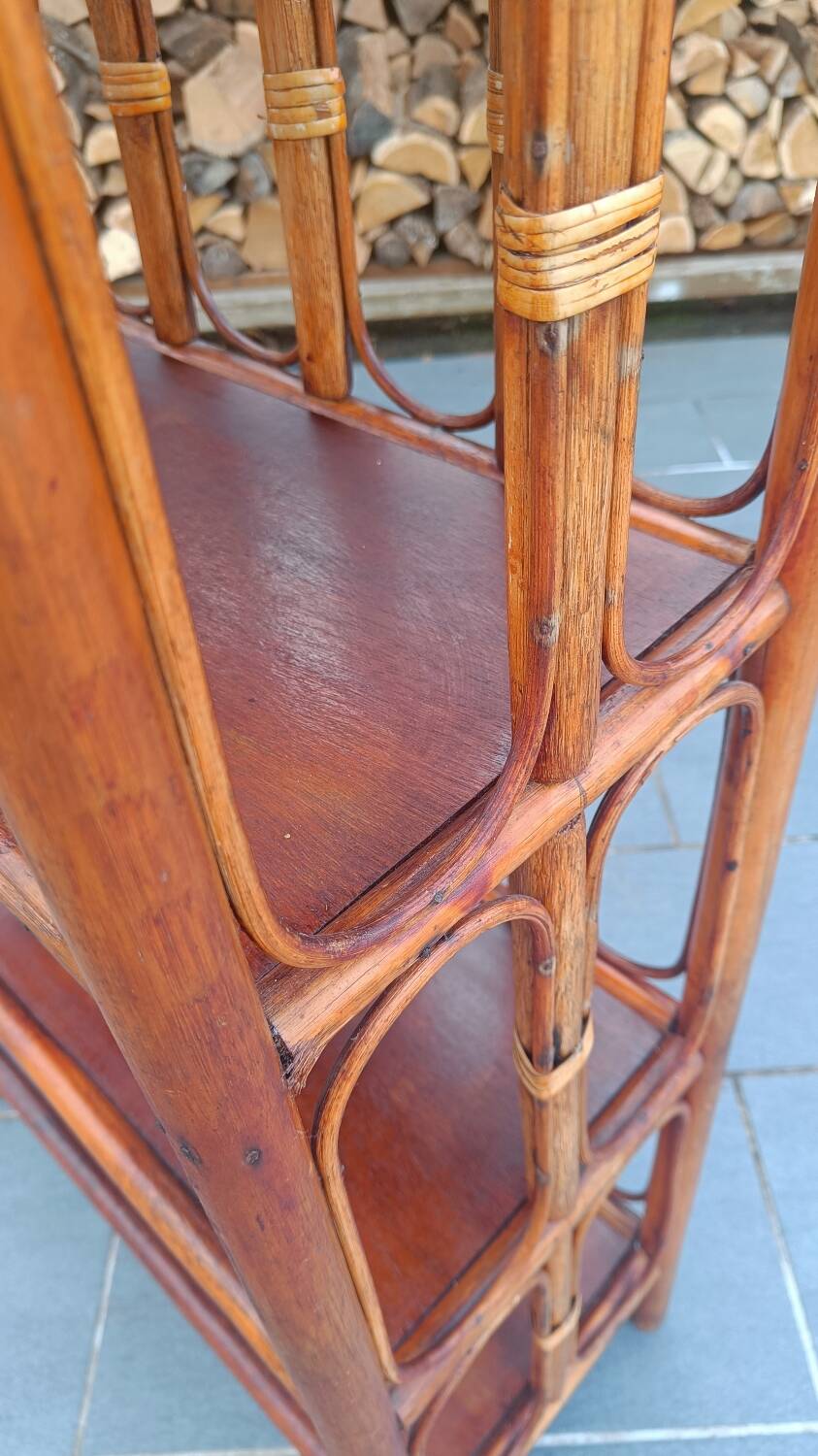 Four-tier rattan shelf