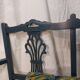 Pretty painted and upholstered bench in green and blue.