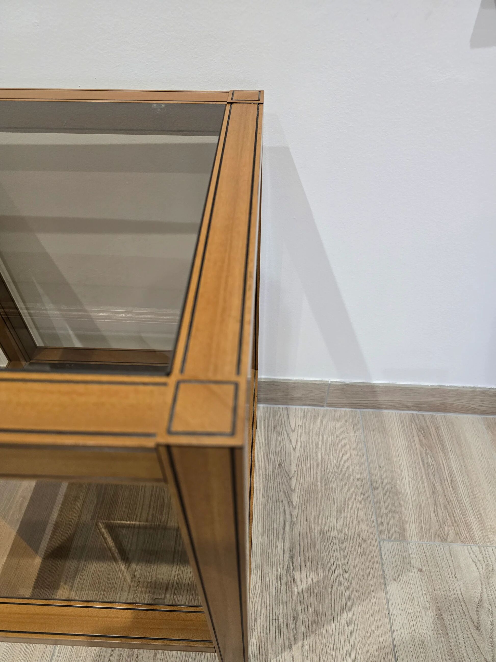 Vintage wood and glass side table – Graphic design – 1970s/1980s