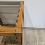 Vintage wood and glass side table – Graphic design – 1970s/1980s