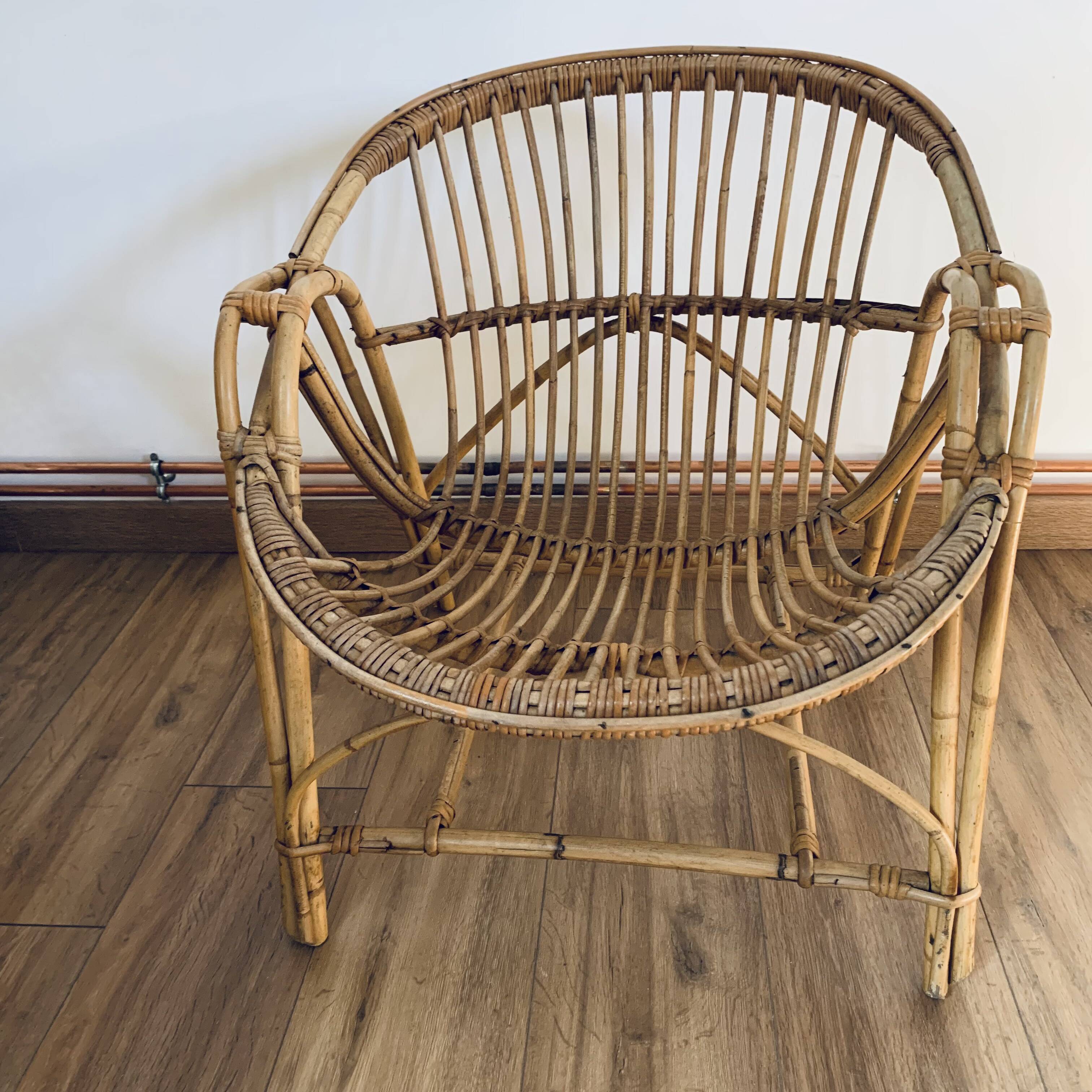 Rattan shell chair