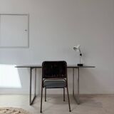70s metal and smoked glass desk