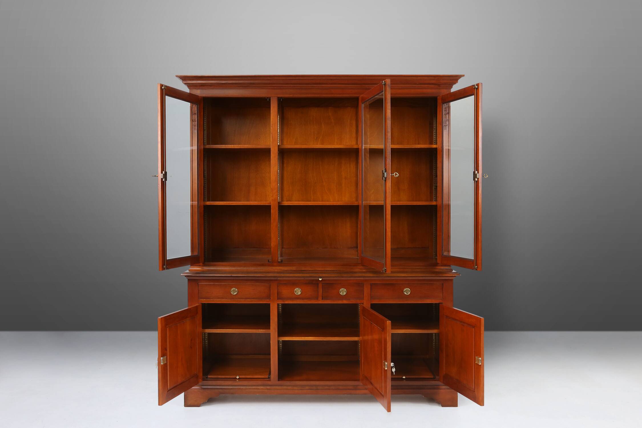 English Wooden Bookcase Cabinet, 1950s