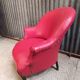 Fauteuil crapaud cuir rouge