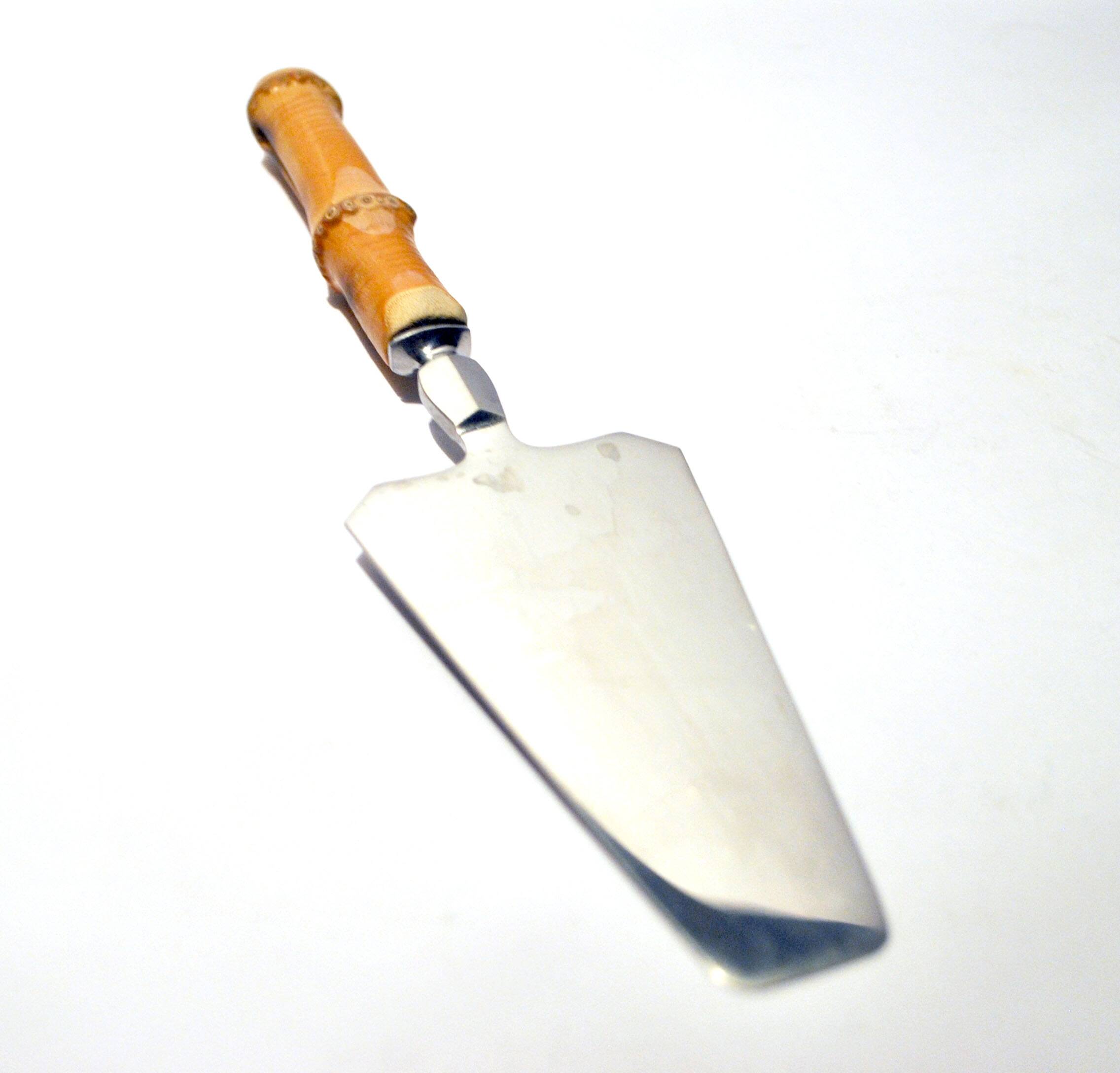 Vintage bamboo and stainless steel pie shovel Ethnic decoration