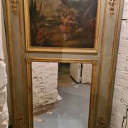 Lacquered wooden trumeau in the Louis XVI style, late 19th century.