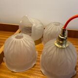 Art Deco pendant lamp in frosted glass