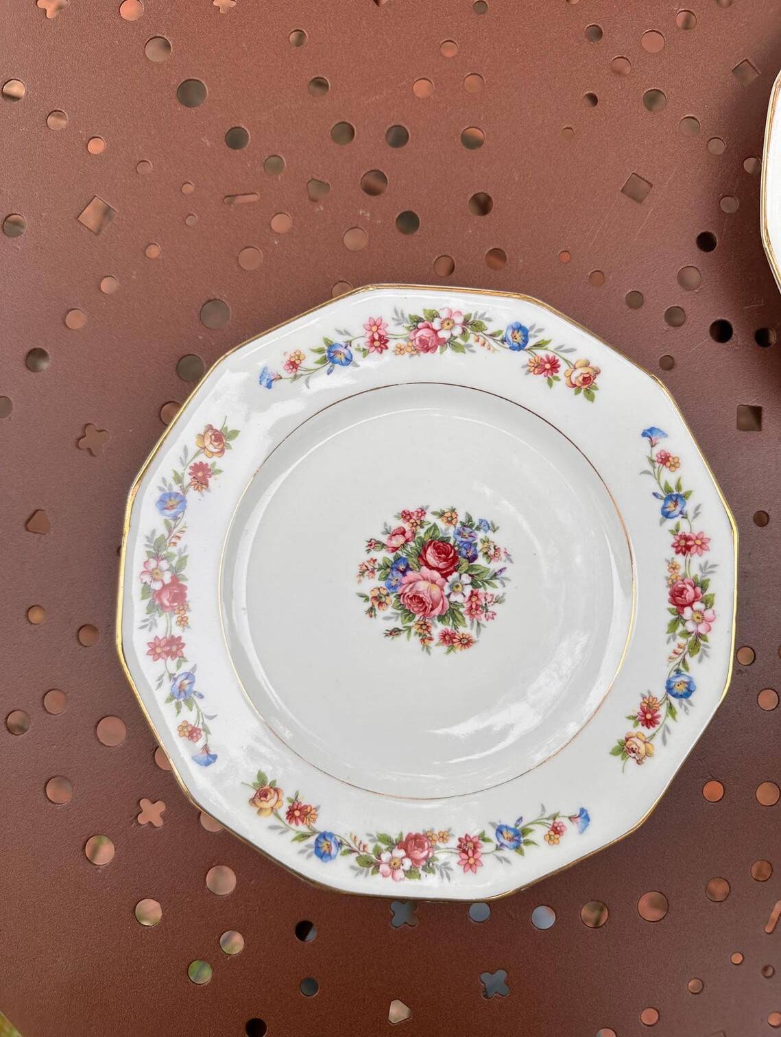 set of 6 Vintage Dessert Plates S.I.P France with Floral Decoration