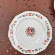 set of 6 Vintage Dessert Plates S.I.P France with Floral Decoration