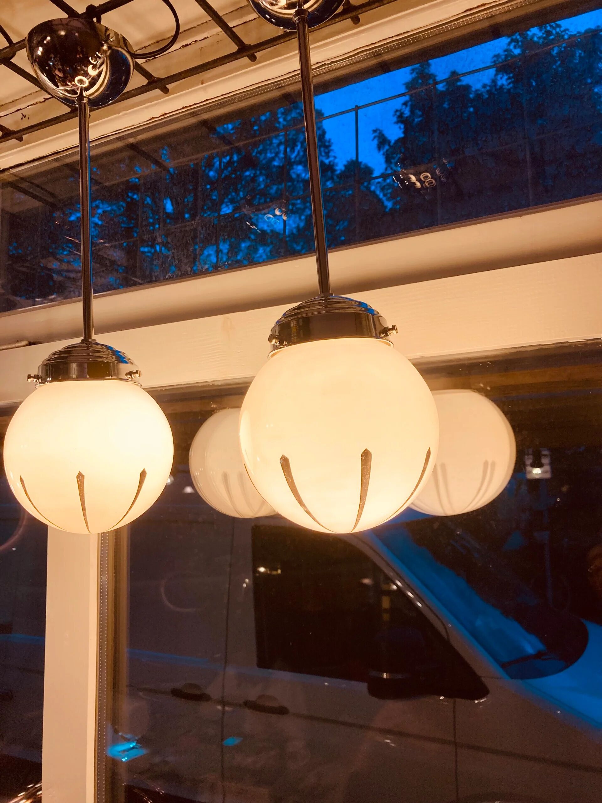 Art deco pendant lamp set, 1930s