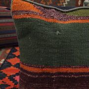Handmade green purple wool cushion cover traditional kilim scatter pillow- 40x40cm
