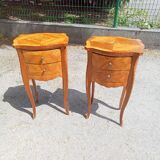 Pair of bedside tables 2 drawers Louis XV style