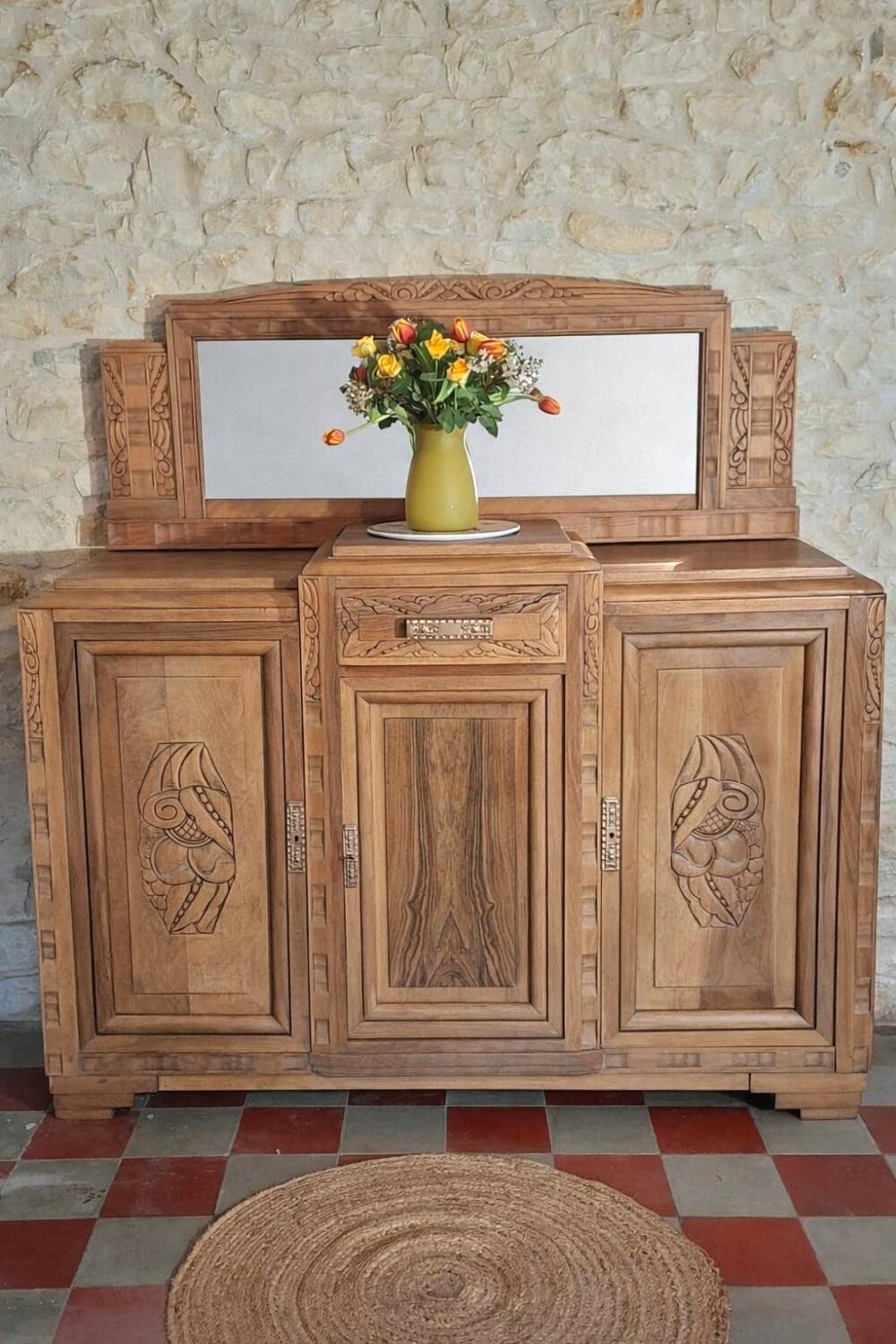 Art Deco sideboard in solid walnut