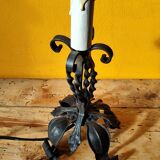 Old metal lamp and fake candle