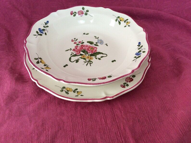 Set of 2 round ceramic dishes Fleuries Saint Amand