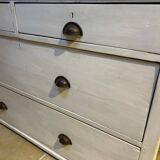 Sturdy antique sideboard with solid wood and drawers.