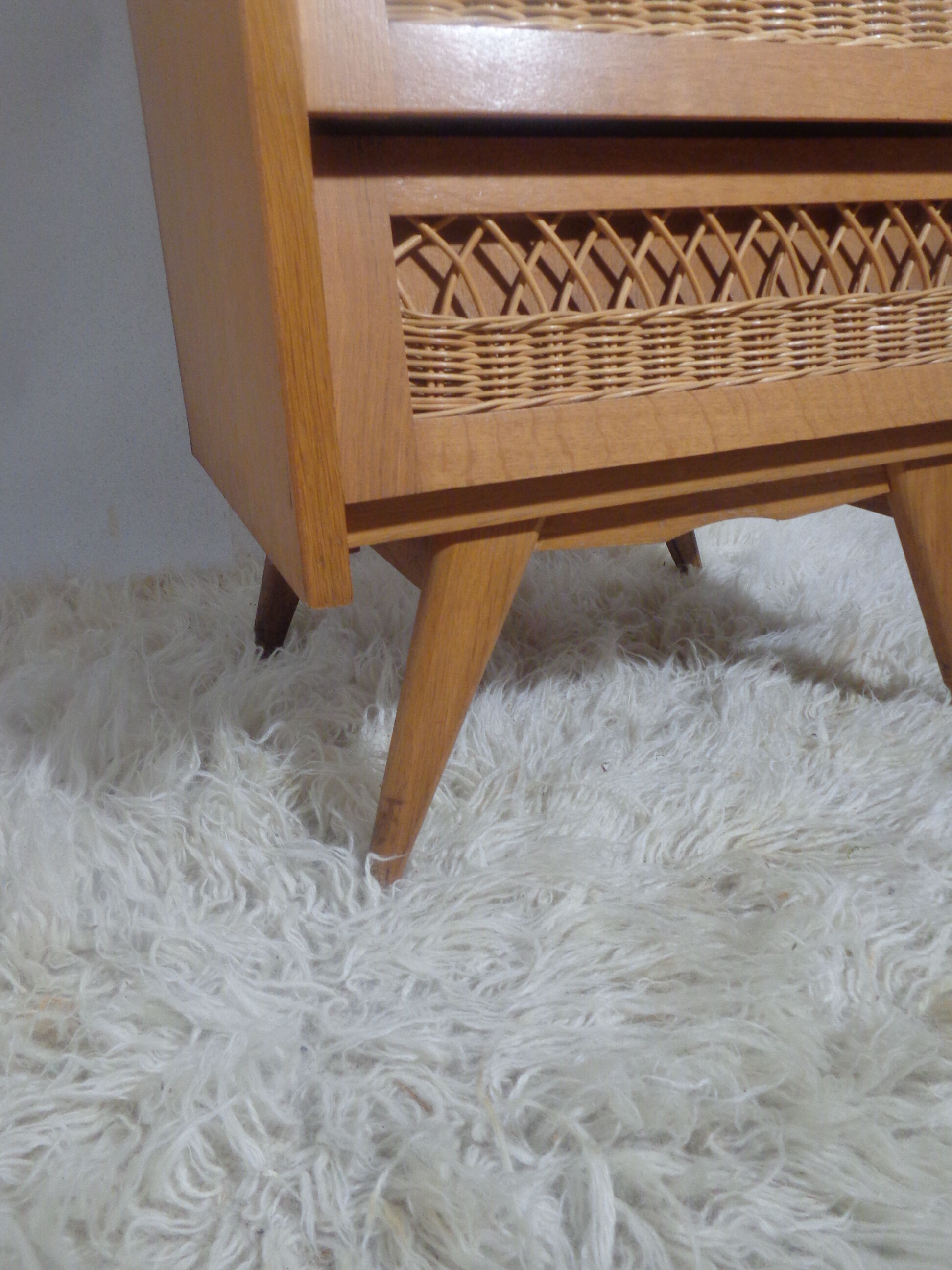 Dresser chest vintage wood and rattan of the 50 feet compass