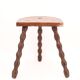 Wooden tripod stool, half-moon seat, 1950s