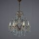 Pair of antique chandeliers in burnished iron and glass, 6 lights, Italy, 19th century.