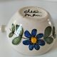 Ceramic soup bowl with blue flower decoration – handmade