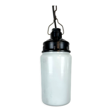 Suspension en bakélite industrielle avec verre opale, années 1970
