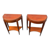 Pair of Art Deco demi-lune consoles in Mahogany